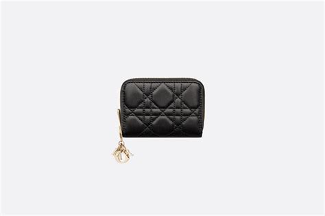 Small Lady Dior Voyageur Coin Purse Black Cannage Lambskin